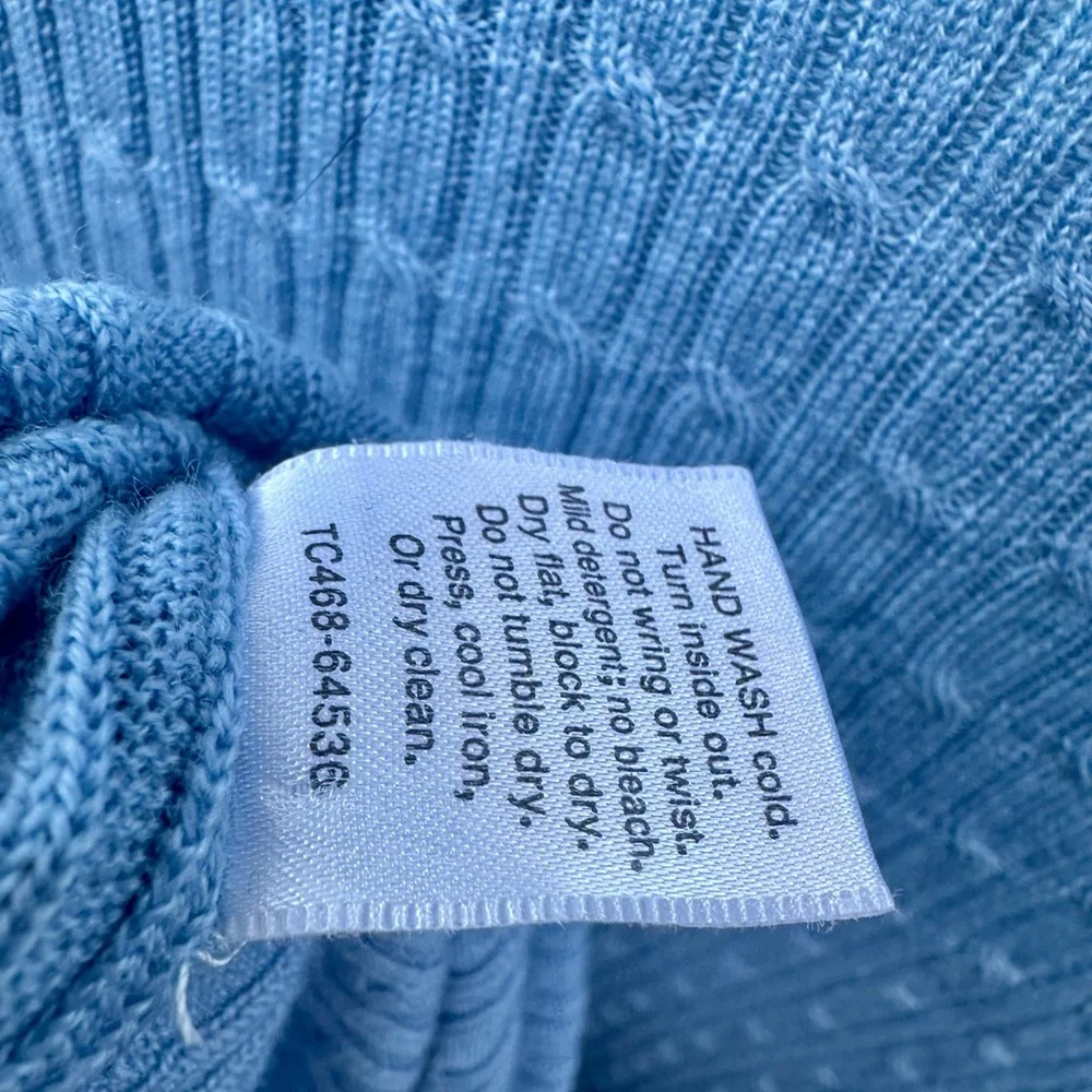 EUC Pendleton Merino Cable Knit Blue Textured Women's Cardigan Sweater, XL - Picture 10 of 12